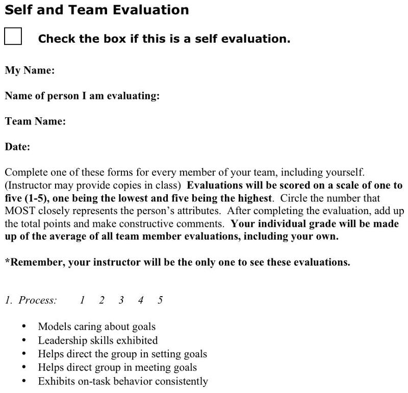 Self and Team Evaluation