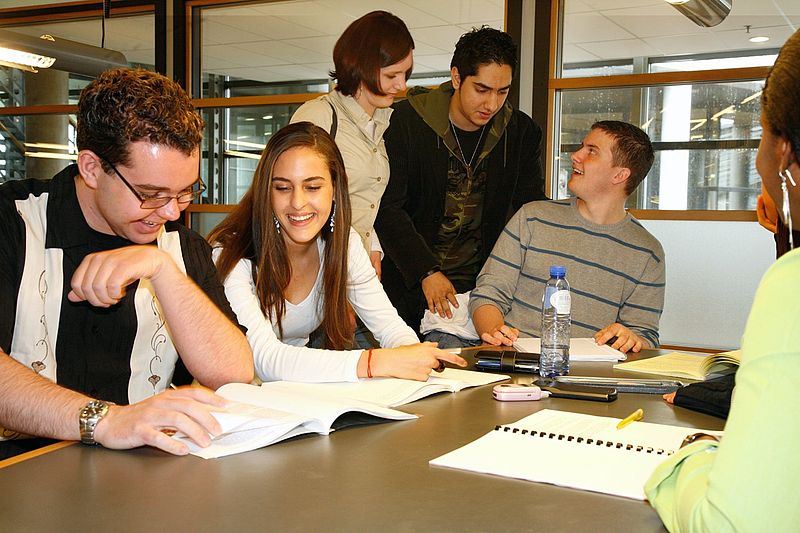 Students studying together.